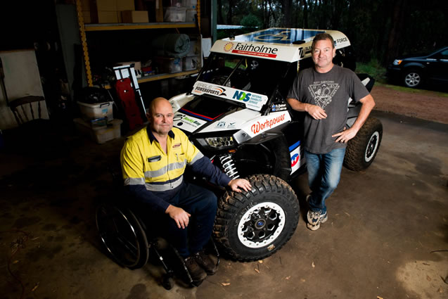 Jim Cairns and Rex Baker with buggy